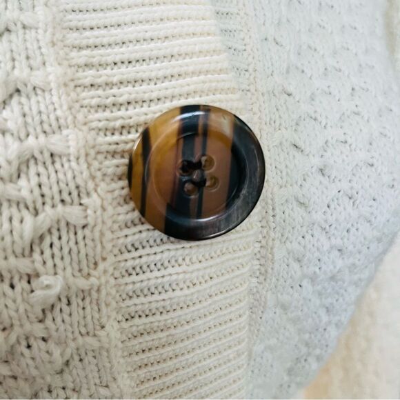 Vintage Y2K Knit Cropped Sweater in Cream Size Large Wool Babydoll Belted - Picture 6 of 11